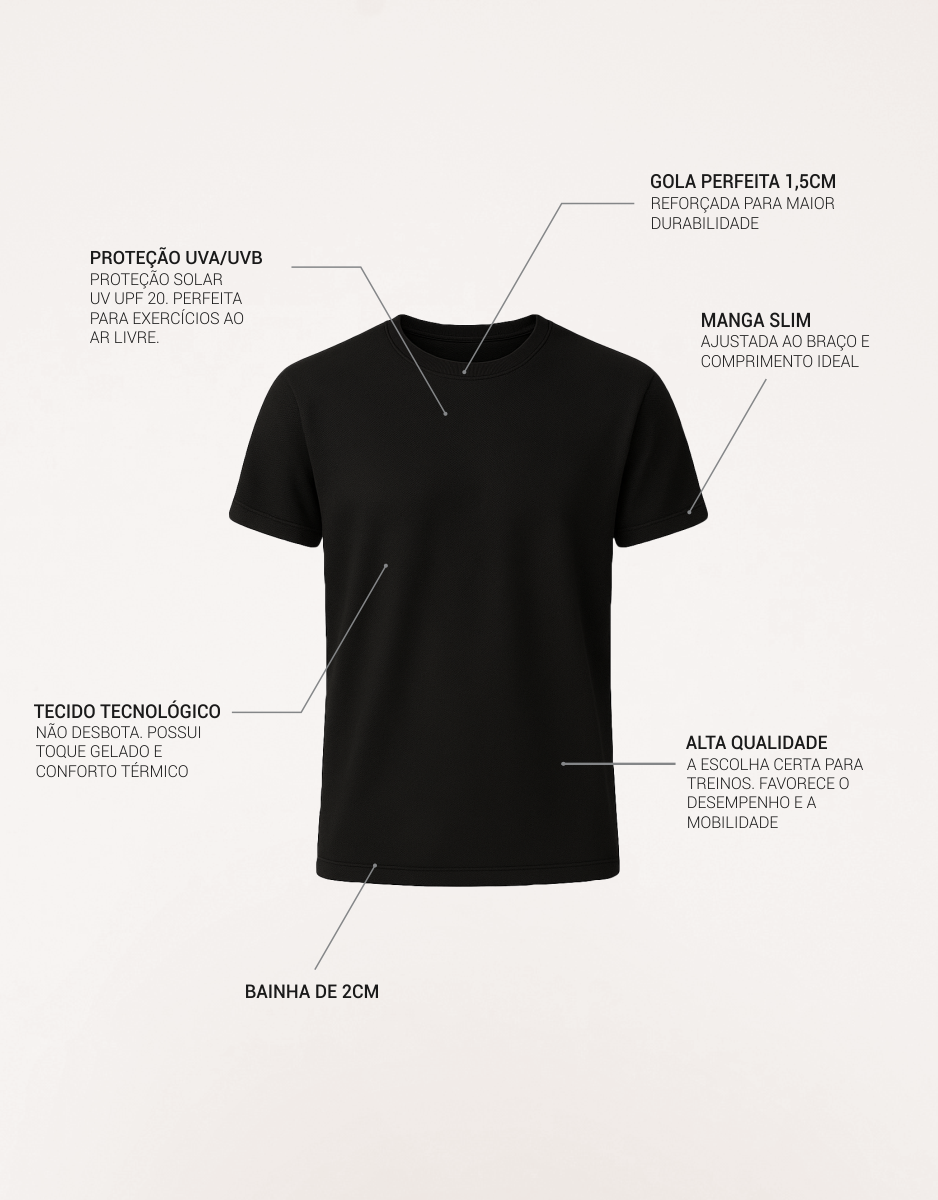 Camiseta Dry Poliamida Proteção UV