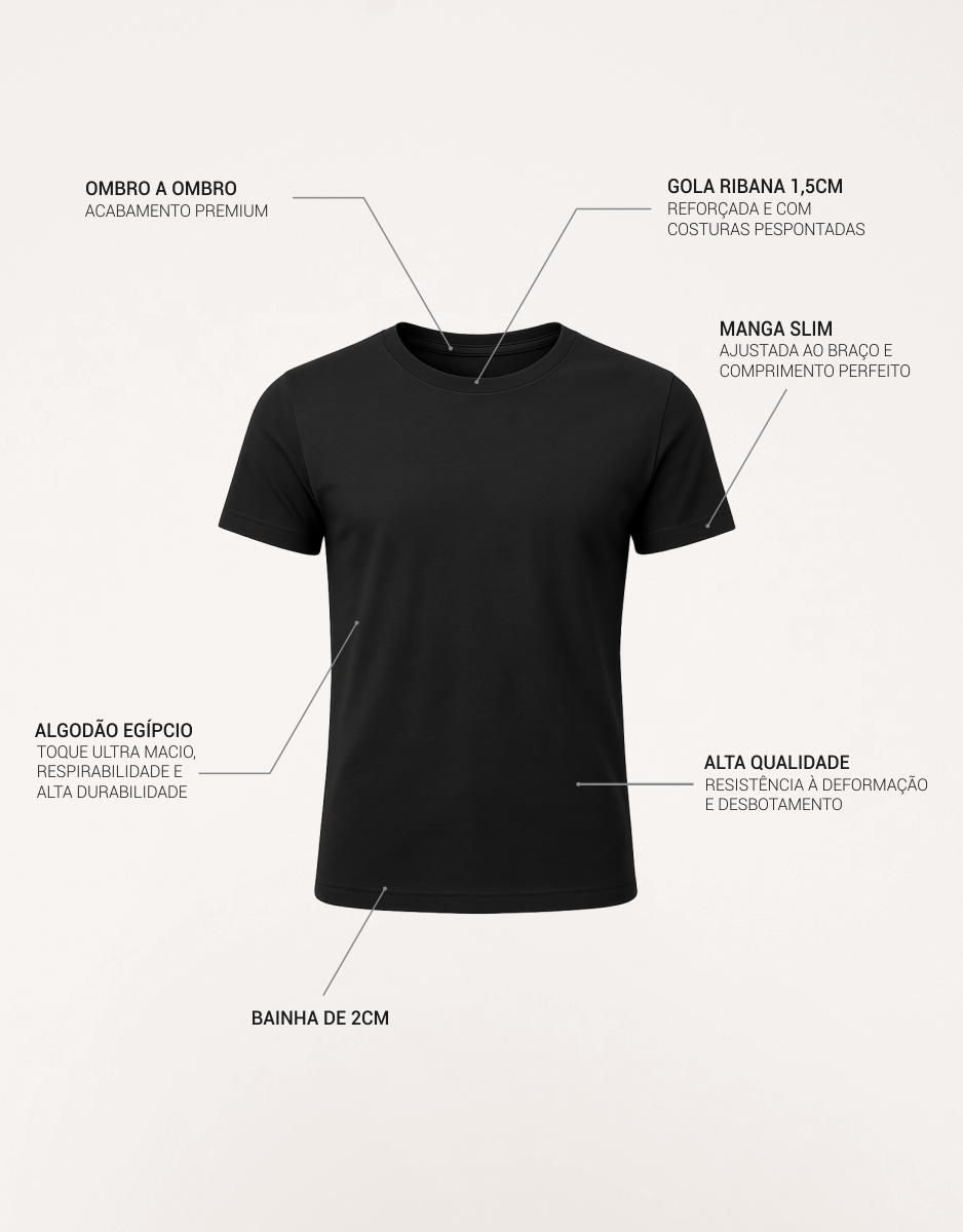 Camiseta Masculina Algodão Egípcio c/ Elastano