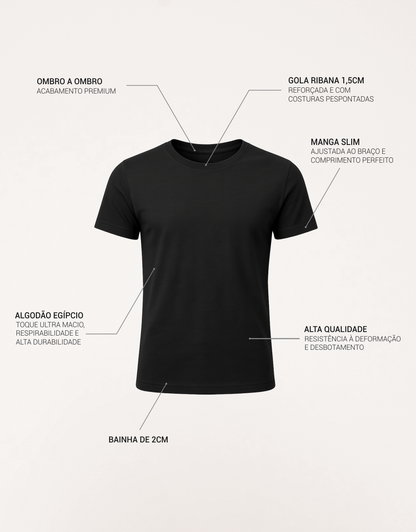 Camiseta Masculina Algodão Egípcio c/ Elastano