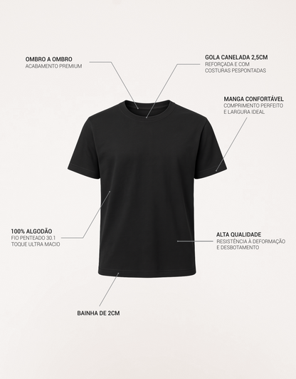 Camiseta Masculina Básica Casual 100% Algodão