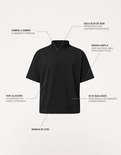 Camiseta Oversized Masculina Gola Alta